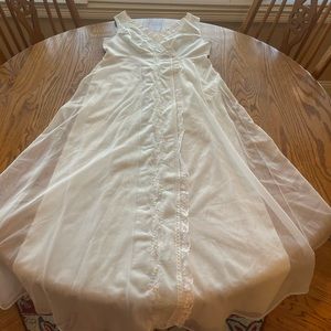 Vintage ‘70’s Shadowline Long Sheer Embroidered Nightie Nightgown Pale Blue M